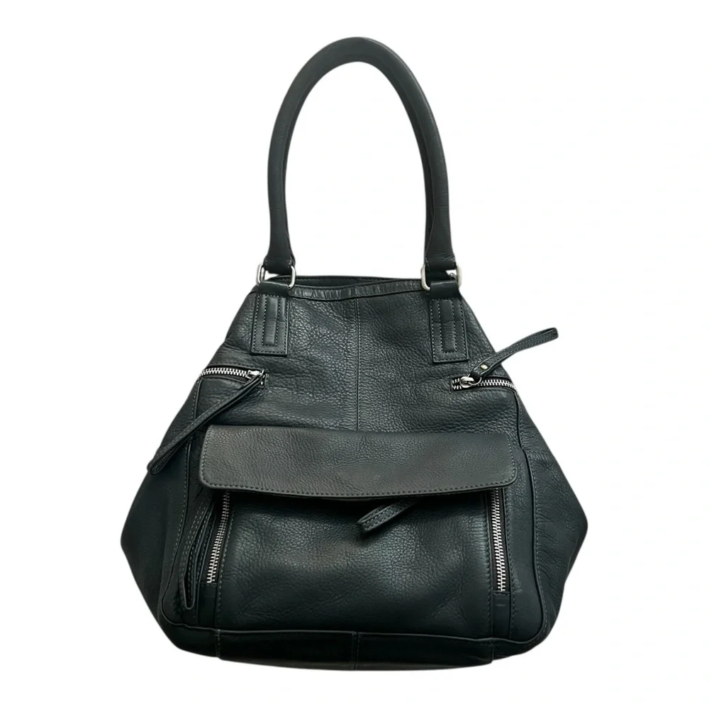 THE DAY & MOOD HANNAH BAG leather Anthropologie dual Handle removable strap Grey